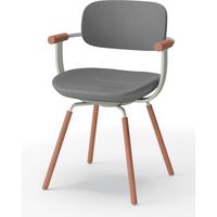 【設置込】イトーキ vertebra03(バーテブラ03) チェア 肘付 4本脚 木脚 ダーク グレーC×ペールオリーブ×オーク ダーク 1脚（直送品）