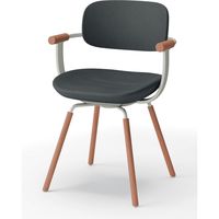 【設置込】イトーキ vertebra03(バーテブラ03) チェア 肘付 4本脚 木脚 ダーク オフブラックW×ペールオリーブ×オーク ダーク 1脚（直送品）