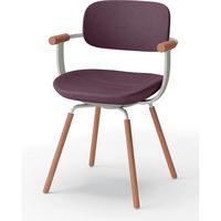 【設置込】イトーキ vertebra03(バーテブラ03) チェア 肘付 4本脚 木脚 ダーク プラムパープル×ペールオリーブ×オーク ダーク 1脚（直送品）