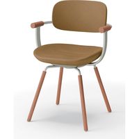 【設置込】イトーキ vertebra03(バーテブラ03) チェア 肘付 4本脚 木脚 ダーク デイープイエロー×ペールオリーブ×オーク ダーク 1脚（直送品）