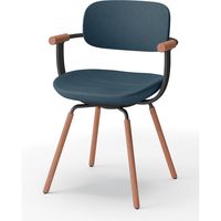 【設置込】イトーキ vertebra03(バーテブラ03) チェア 肘付 4本脚 木脚 ダーク ダックブルー×ブラックT×オーク ダーク 1脚（直送品）