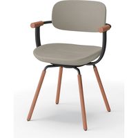 【設置込】イトーキ vertebra03(バーテブラ03) チェア 肘付 4本脚 木脚 ダーク エクリュベージュ×ブラックT×オーク ダーク 1脚（直送品）