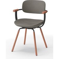 【設置込】イトーキ vertebra03(バーテブラ03) チェア 肘付 4本脚 木脚 ダーク ダークオリーブ×ブラックT×オーク ダーク 1脚（直送品）