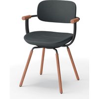 【設置込】イトーキ vertebra03(バーテブラ03) チェア 肘付 4本脚 木脚 ダーク オフブラックW×ブラックT×オーク ダーク 1脚（直送品）