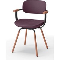 【設置込】イトーキ vertebra03(バーテブラ03) チェア 肘付 4本脚 木脚 ダーク プラムパープル×ブラックT×オーク ダーク 1脚（直送品）