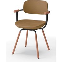 【設置込】イトーキ vertebra03(バーテブラ03) チェア 肘付 4本脚 木脚 ダーク デイープイエロー×ブラックT×オーク ダーク 1脚（直送品）