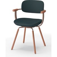 【設置込】イトーキ vertebra03(バーテブラ03) チェア 肘付 4本脚 木脚 ダーク ミッドナイトブルー×Cブラウン×オーク ダーク 1脚（直送品）