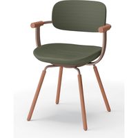 【設置込】イトーキ vertebra03(バーテブラ03) チェア 肘付 4本脚 木脚 ダーク リーフグリーン×Cブラウン×オーク ダーク 1脚（直送品）