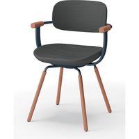 【設置込】イトーキ vertebra03(バーテブラ03) チェア 肘付 4本脚 木脚 ダーク ダークグレーC×ダークグリーン×オーク ダーク 1脚（直送品）