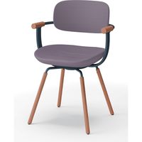 【設置込】イトーキ vertebra03(バーテブラ03) チェア 肘付 4本脚 木脚 ダーク Gパープル×ダークグリーン×オーク ダーク 1脚（直送品）