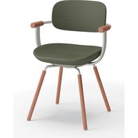 【設置込】イトーキ vertebra03(バーテブラ03) チェア 肘付 4本脚 木脚 ダーク リーフグリーン×ペールオリーブ×オーク ダーク 1脚（直送品）