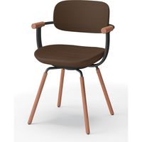 【設置込】イトーキ vertebra03(バーテブラ03) チェア 肘付 4本脚 木脚 ダーク デイープオレンジ×ブラックT×オーク ダーク 1脚（直送品）