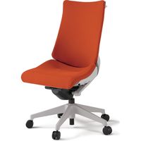 【組立設置込】イトーキ アクトチェア ハイバック 布張 ランバー付 肘無 樹脂脚 ナイロンキャスター ハンガー付 灰×アンバーオレンジ 1脚（直送品）