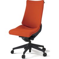 【組立設置込】イトーキ アクトチェア ハイバック 布張 ランバー付 肘無 樹脂脚 ナイロンキャスター ハンガー付 黒×アンバーオレンジ 1脚（直送品）