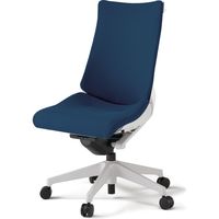 【組立設置込】イトーキ アクトチェア ハイバック 布張 ランバー付 肘無 樹脂脚 ナイロンキャスター ハンガー付 白×ネイビーブルー 1脚（直送品）