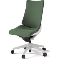 【組立設置込】イトーキ アクトチェア ハイバック 布張 ランバー付 肘無 樹脂脚 ナイロンキャスター ハンガー付 白×アイビーグリーン 1脚（直送品）