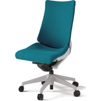 【設置込】イトーキ アクトチェア ハイバック 布張 ランバー付 肘無 樹脂脚 ウレタンキャスター ハンガー無 灰×ストロングブルー 1脚（直送品）