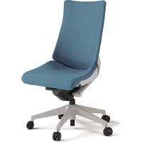 【設置込】イトーキ アクトチェア ハイバック 布張 ランバー付 肘無 樹脂脚 ウレタンキャスター ハンガー無 灰×ダックブルー 1脚（直送品）