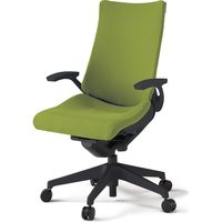 【設置込】イトーキ アクトチェア ハイバック 布張 ランバー付 固定肘 樹脂脚 ウレタンキャスター ハンガー無 黒×モスグリーン 1脚（直送品）