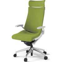 【組立設置込】イトーキ アクトチェア EXハイバック 布張 ランバー付 固定肘 アルミ脚 ナイロンキャスター ハンガー付 白×モスグリーン 1脚（直送品）