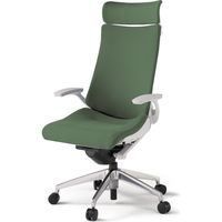 【組立設置込】イトーキ アクトチェア EXハイバック 布張 ランバー付 固定肘 アルミ脚 ナイロンキャスター ハンガー付 白×アイビーグリーン 1脚（直送品）