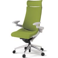 【組立設置込】イトーキ アクトチェア EXハイバック 布張 ランバー付 可動肘 アルミ脚 ウレタンキャスター ハンガー無 灰×モスグリーン 1脚（直送品）