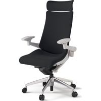 【組立設置込】イトーキ アクトチェア EXハイバック 布張 ランバー付 可動肘 アルミ脚 ウレタンキャスター ハンガー無 灰×ブラックT 1脚（直送品）