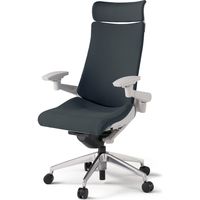 【組立設置込】イトーキ アクトチェア EXハイバック 布張 ランバー付 可動肘 アルミ脚 ウレタンキャスター ハンガー無 灰×オフブラックＷ 1脚（直送品）