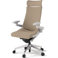 【組立設置込】イトーキ アクトチェア EXハイバック 布張 ランバー付 可動肘 アルミ脚 ウレタンキャスター ハンガー無 灰×サンドイエロー 1脚（直送品）