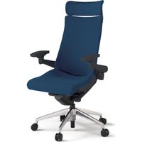 【組立設置込】イトーキ アクトチェア EXハイバック 布張 ランバー付 可動肘 アルミ脚 ウレタンキャスター ハンガー無 黒×ネイビーブルー 1脚（直送品）