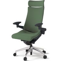 【組立設置込】イトーキ アクトチェア EXハイバック 布張 ランバー付 可動肘 アルミ脚 ウレタンキャスター ハンガー無 黒×アイビーグリーン 1脚（直送品）