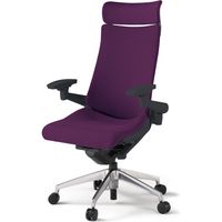 【組立設置込】イトーキ アクトチェア EXハイバック 布張 ランバー付 可動肘 アルミ脚 ウレタンキャスター ハンガー無 黒×プラムパープル 1脚（直送品）