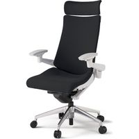 【組立設置込】イトーキ アクトチェア EXハイバック 布張 ランバー付 可動肘 アルミ脚 ウレタンキャスター ハンガー無 白×ブラックT 1脚（直送品）