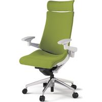 【組立設置込】イトーキ アクトチェア EXハイバック 布張 ランバー付 可動肘 アルミ脚 ウレタンキャスター ハンガー無 白×モスグリーン 1脚（直送品）