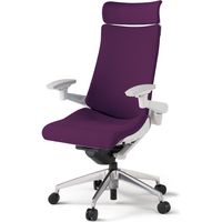 【組立設置込】イトーキ アクトチェア EXハイバック 布張 ランバー付 可動肘 アルミ脚 ウレタンキャスター ハンガー無 白×プラムパープル 1脚（直送品）