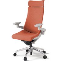 【組立設置込】イトーキ アクトチェア EXハイバック 布張 ランバー付 可動肘 アルミ脚 ウレタンキャスター ハンガー無 灰×パーシモンオレンジ 1脚（直送品）