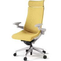 【組立設置込】イトーキ アクトチェア EXハイバック 布張 ランバー付 可動肘 アルミ脚 ウレタンキャスター ハンガー無 灰×カナリアイエロー 1脚（直送品）