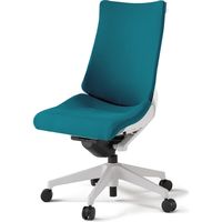 【組立設置込】イトーキ アクトチェア ハイバック 布張 ランバー無 肘無 樹脂脚 ウレタンキャスター ハンガー付 白×ストロングブルー 1脚（直送品）