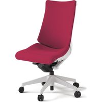 【組立設置込】イトーキ アクトチェア ハイバック 布張 ランバー無 肘無 樹脂脚 ウレタンキャスター ハンガー付 白×ラズベリーレッド 1脚（直送品）