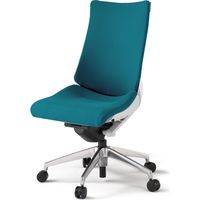 【設置込】イトーキ アクトチェア ハイバック 布張 ランバー無 肘無 アルミ脚 ウレタンキャスター ハンガー無 白×ストロングブルー 1脚（直送品）