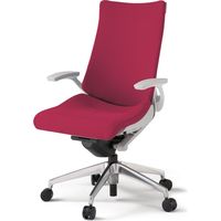 【設置込】イトーキ アクトチェア ハイバック 布張 ランバー無 固定肘 アルミ脚 ウレタンキャスター ハンガー無 灰×ラズベリーレッド 1脚（直送品）