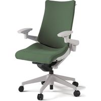 【組立設置込】イトーキ アクトチェア ハイバック 布張 ランバー無 可動肘 樹脂脚 ナイロンキャスター ハンガー付 灰×アイビーグリーン 1脚（直送品）