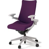【組立設置込】イトーキ アクトチェア ハイバック 布張 ランバー無 可動肘 樹脂脚 ナイロンキャスター ハンガー付 灰×プラムパープル 1脚（直送品）