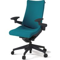 【組立設置込】イトーキ アクトチェア ハイバック 布張 ランバー無 可動肘 樹脂脚 ナイロンキャスター ハンガー付 黒×ストロングブルー 1脚（直送品）