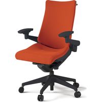【組立設置込】イトーキ アクトチェア ハイバック 布張 ランバー無 可動肘 樹脂脚 ナイロンキャスター ハンガー付 黒×アンバーオレンジ 1脚（直送品）
