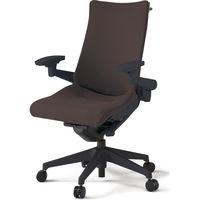 【組立設置込】イトーキ アクトチェア ハイバック 布張 ランバー無 可動肘 樹脂脚 ナイロンキャスター ハンガー付 黒×チョコレートブラウン 1脚（直送品）