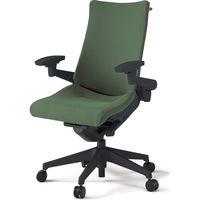 【組立設置込】イトーキ アクトチェア ハイバック 布張 ランバー無 可動肘 樹脂脚 ナイロンキャスター ハンガー付 黒×アイビーグリーン 1脚（直送品）