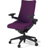 【組立設置込】イトーキ アクトチェア ハイバック 布張 ランバー無 可動肘 樹脂脚 ナイロンキャスター ハンガー付 黒×プラムパープル 1脚（直送品）