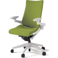 【組立設置込】イトーキ アクトチェア ハイバック 布張 ランバー無 可動肘 樹脂脚 ナイロンキャスター ハンガー付 白×モスグリーン 1脚（直送品）