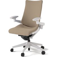 【組立設置込】イトーキ アクトチェア ハイバック 布張 ランバー無 可動肘 樹脂脚 ナイロンキャスター ハンガー付 白×サンドイエロー 1脚（直送品）